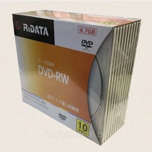 Компакт - диски DVD-RW Printable + slim box white (RIDATA) - 10 штук в упаковке