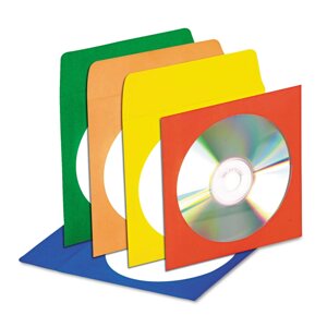 Конверт бумажный для CD/DVD дисков с окном цветной без клея (50 шт)