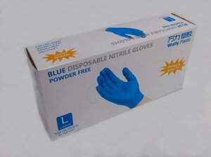 Одноразовые перчатки Wally Plastic нитрил 100%голубые