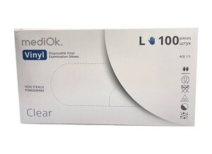 Одноразовые виниловые перчатки MediOk - 100 шт (50 пар), L