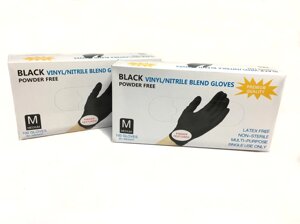 Перчатки (нитрил/винил) одноразовые Wally Plastic (черные) - 100 шт (50 пар)