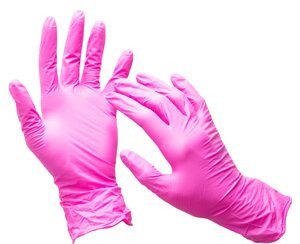 Перчатки (нитрил/винил) одноразовые Wally Plastic (розовые) - 100 шт (50 пар), XS, S, M, L