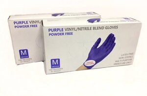 Перчатки одноразовые (нитрил/винил) (фиолетовые) Wally Plastic", S, M, L - 100 шт (50 пар)
