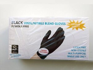 Перчатки одноразовые (нитрил/винил) Wally Plastic (черные) - 100 шт (50 пар)