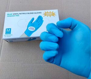 Перчатки Wally Plastic одноразовые (нитрил/винил) (голубые) - 100 шт (50 пар)