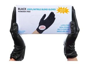 Wally Plastic перчатки одноразовые (нитрил/винил) (черные)