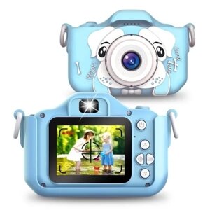 Детский фотоаппарат с селфи камерой Собачка, Fun Camera, Голубой