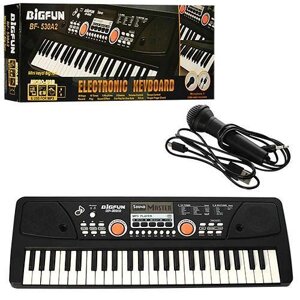 Детский синтезатор-пианино BF-530A2 с USB, микрофоном, караоке, работает от сети и батареек (49 клавиш)
