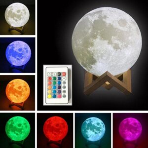 Ночник на пульте управления Луна Лампа Светильник настольный детский 3D Moon Light Lamp 15 см с аккумулятором