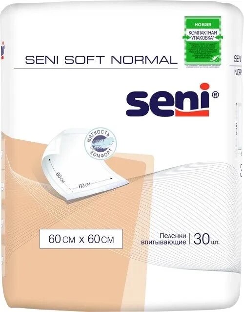 Пеленки впитывающие Seni Soft Normal 60х60 см, 30шт от компании Magicmarket - фото 1