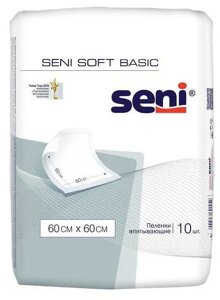 Пеленки впитывающие Seni Soft Basic 60см х 60см,10 шт