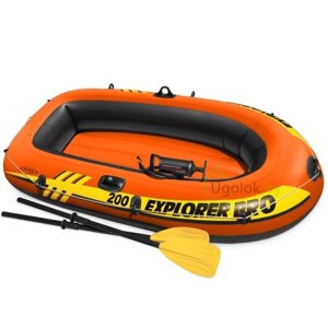 Надувная лодка Intex Explorer Pro 200 с вёслами и насосом 58357NP (196x102x33 см) 6+