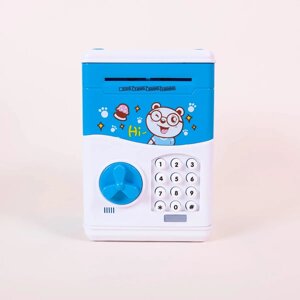 Электронная игрушка Копилка "Сейф" с купюра приёмником и с кодовым замком голубая