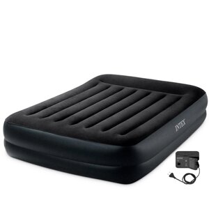 Кровать с подголовником и встроенным электронасосом Intex Pillow Rest Raised, 64124 (203*152*42 см)