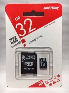 Карта памяти SmartBuy microSDHC 32Gb Class 10 c адаптером
