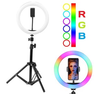 Кольцевая лампа 26 см. RGB с пультом, M26 RGB со штативом