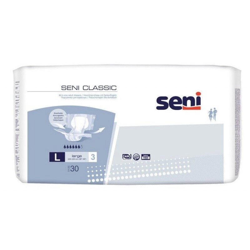 Подгузники для взрослых Seni Classic Large ,30 шт 3(100-150) от компании Magicmarket - фото 1