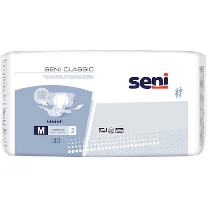 Подгузники для взрослых Seni Classic Medium 2 (75-110), 30 шт от компании Magicmarket - фото 1