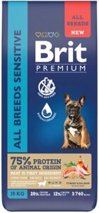 Сухой корм для собак Brit Premium Dog Sensitive с лососем и индейкой / 5063222