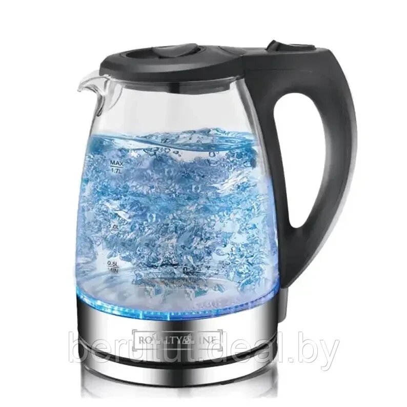 Чайник электрический стеклянный 1.7 л, 2200 Вт, синяя подсветка Royalty Line RL-GWK-2200 BLU от компании MyMarket - фото 1