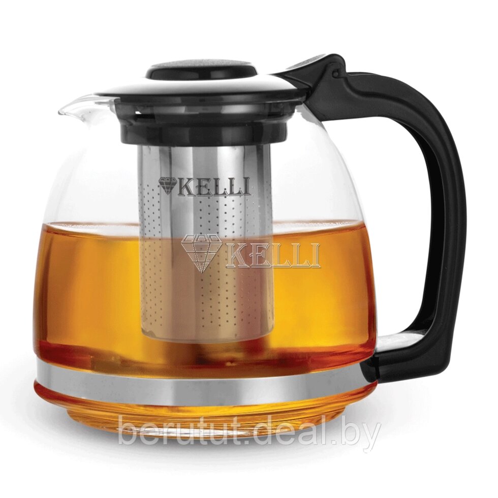 Чайник заварочный стеклянный  Kelli 1.2л. от компании MyMarket - фото 1