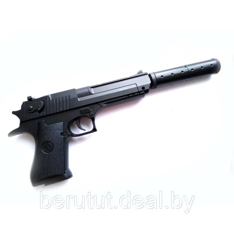 Детский пневматический пистолет металлический с глушителем Desert Eagle Air Sport Gun K-111S 6MM BB от компании MyMarket - фото 1
