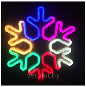 Каркасная светодиодная фигура светящаяся " Снежинка " RGB 34 см