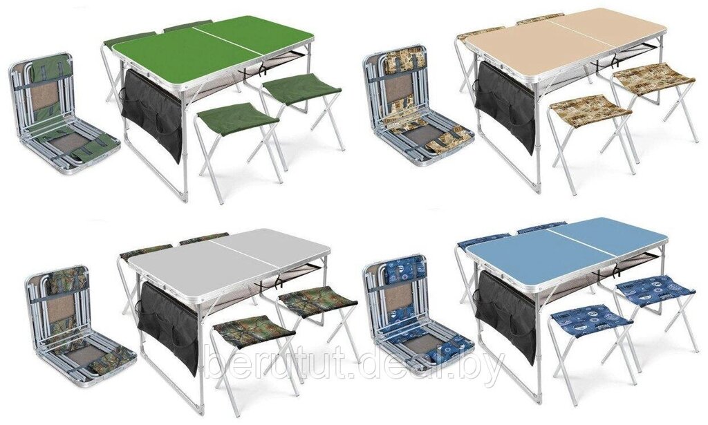 Комплект мебели для активного отдыха NIKA, стол + 4 табурета от компании MyMarket - фото 1