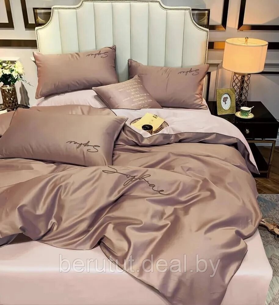 Комплект постельного белья 2-x спальный MENCY ЖАТКА Бежевый/кремовый от компании MyMarket - фото 1