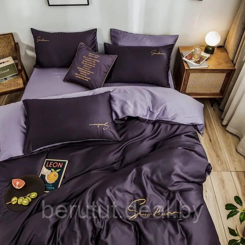 Комплект постельного белья Евро MENCY ЖАТКА Фиолетовый от компании MyMarket - фото 1