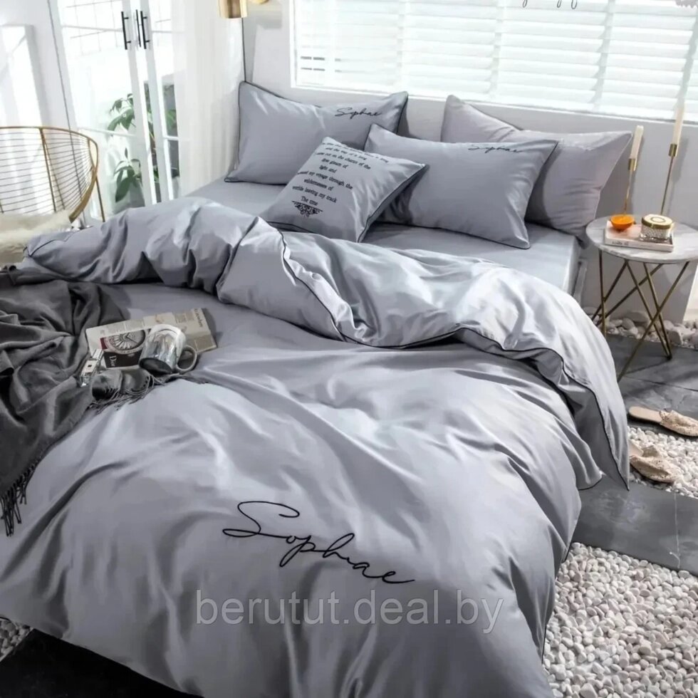 Комплект постельного белья Евро MENCY ЖАТКА Серый от компании MyMarket - фото 1