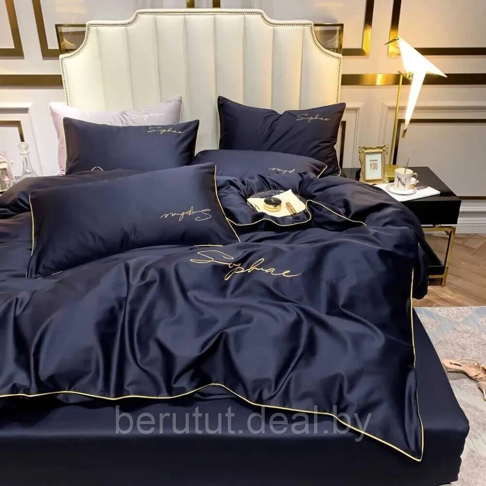 Комплект постельного белья Евро MENCY ЖАТКА Синий от компании MyMarket - фото 1