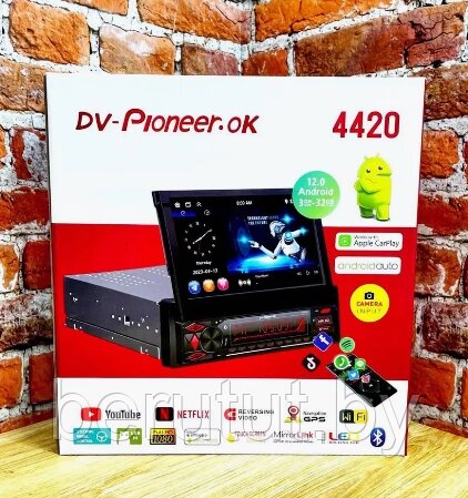 Магнитола Android 1 din с выдвижным экраном 7" Bluetooth Pioneer 4420 3/32 Гб от компании MyMarket - фото 1