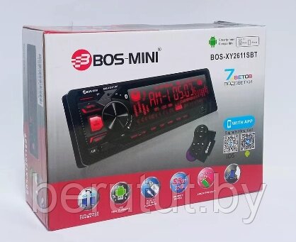 Магнитола в машину 1 din Bluetooth с пультом на руль BOS-MINI BOS-XY2611SBT от компании MyMarket - фото 1