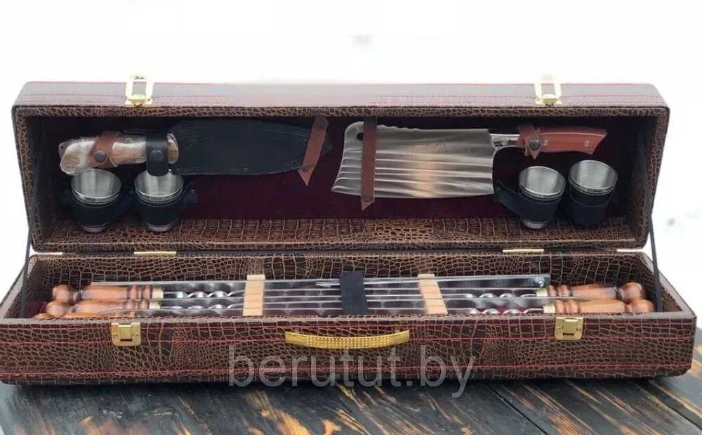 Набор для шашлыка, набор шампуров в подарочном кейсе 15 предметов от компании MyMarket - фото 1
