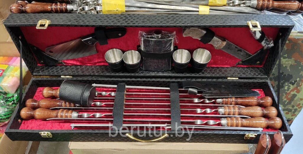 Набор для шашлыка, набор шампуров в подарочном кейсе 18 предметов от компании MyMarket - фото 1