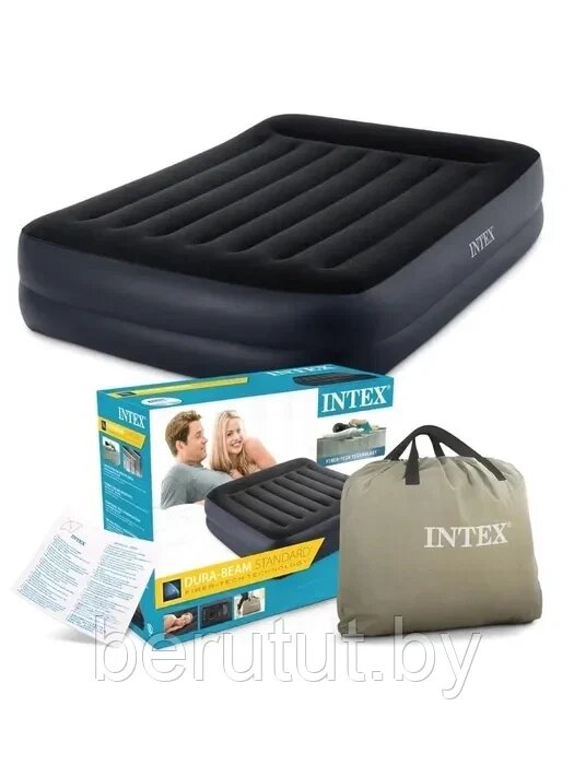 Надувной матрас - кровать INTEX Pillow Rest со встроенным насосом 152х203х42 см от компании MyMarket - фото 1