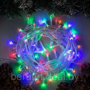 Гирлянда светодиодная новогодняя на елку (RGB, разноцветная) 16 м