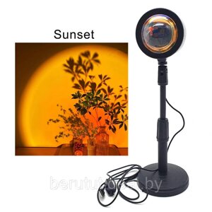 Проекционный светильник Golden Sunset Lamp LED / USB проектор атмосферная лампа для фото / тик ток лампа