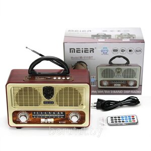 Радиоприемник ретро портативный Bluetooth LED подсветка MEIER