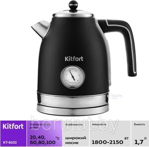 Чайник Kitfort KT-6102-1 (черный с серебром)