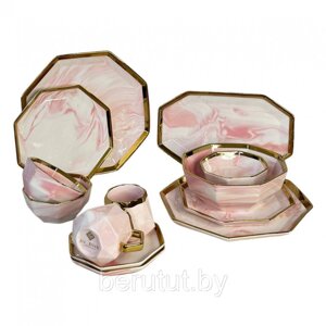 Столовый сервиз керамика 39 предметов на 6 персон MADELINE розовый