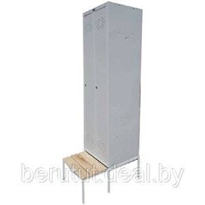 Шкаф для раздевалок / Шкаф металлический для раздевалок ПРАКТИК LS-21-60 с выдвижной скамейкой ЛДСП