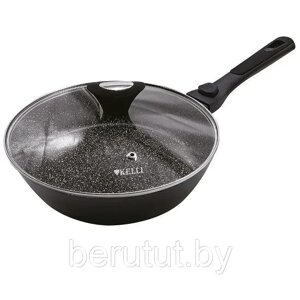 Сковорода 26 см с крышкой Kelli KL-4073-26 со съемной ручкой