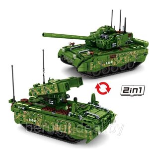 Конструктор для детей военный танк 836 деталей 2 в 1