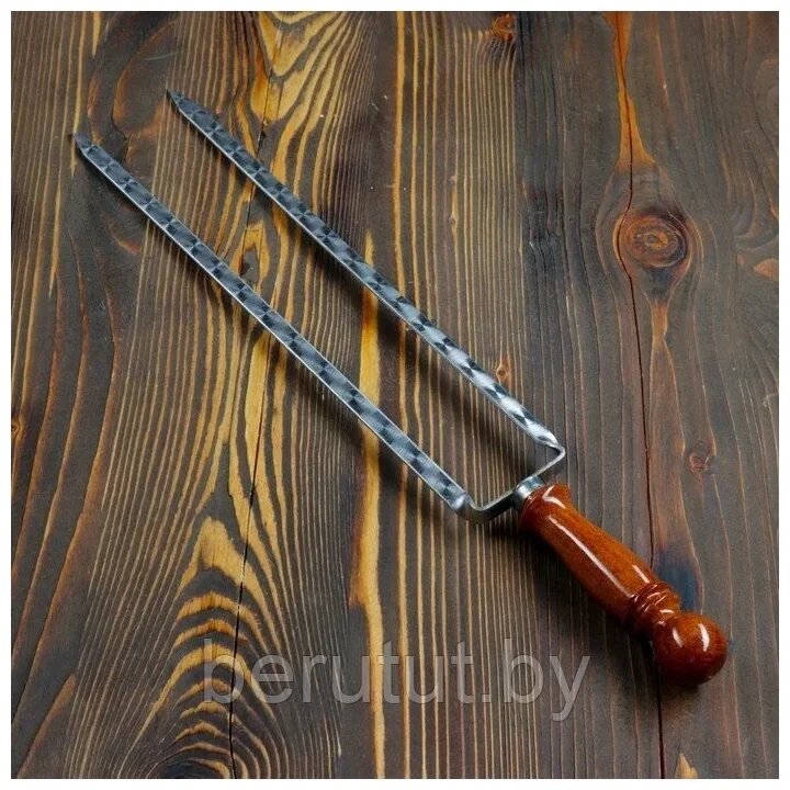 Шампур вилка с деревянной ручкой для курицы 40 см от компании MyMarket - фото 1