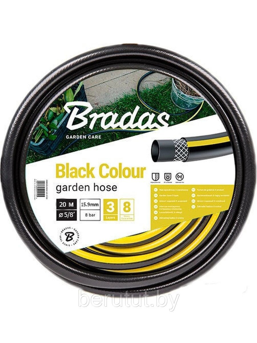 Шланг для полива 20 м BRADAS Black Colour диаметр 5/8" от компании MyMarket - фото 1