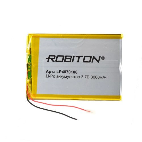 Аккумулятор Li-Po LP4070100 3,7V 3000 mAh Robiton от компании Магазин Дэмакс - фото 1