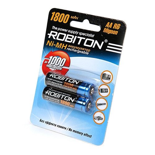 Аккумулятор NI-MH AA 1800mAh Robiton BL2 от компании Магазин Дэмакс - фото 1