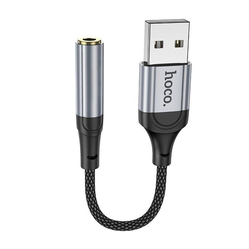 Аудио-переходник USB на 3.5 miniJack внешняя звуковая карта Hoco LS36, черный от компании Магазин Дэмакс - фото 1